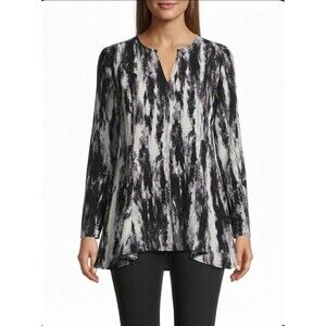 Vera Wang Tie Dye Abstract Shirt Button Up Long Sleeve Sz Large Purple Career